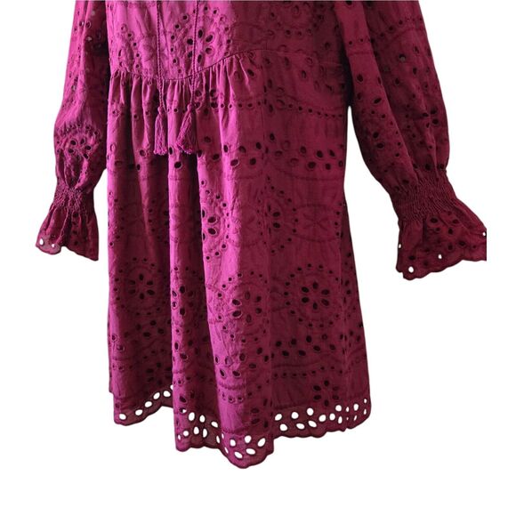 NWT Dokotoo Raspberry Eyelet Long-Sleeve Flowy Boho Spring Summer Dress • Sz XL - Picture 4 of 8